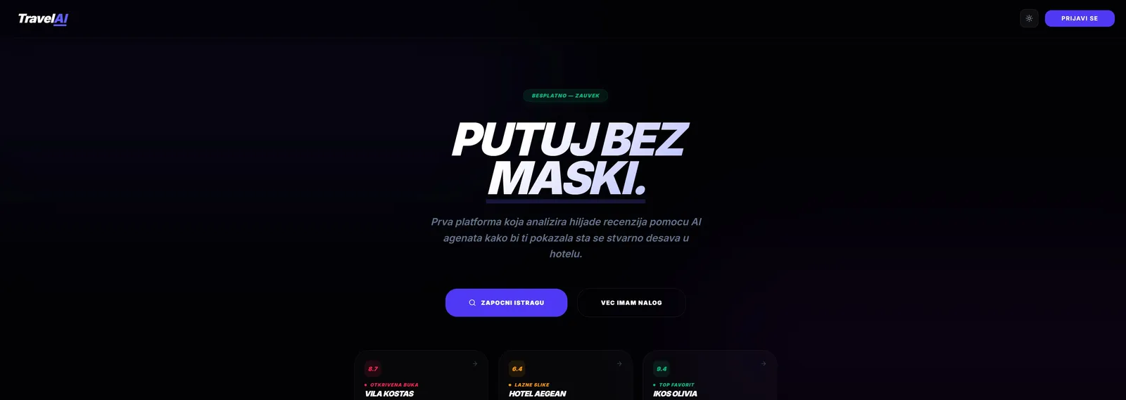 TRAVEL AI - AI platforma u razvoju