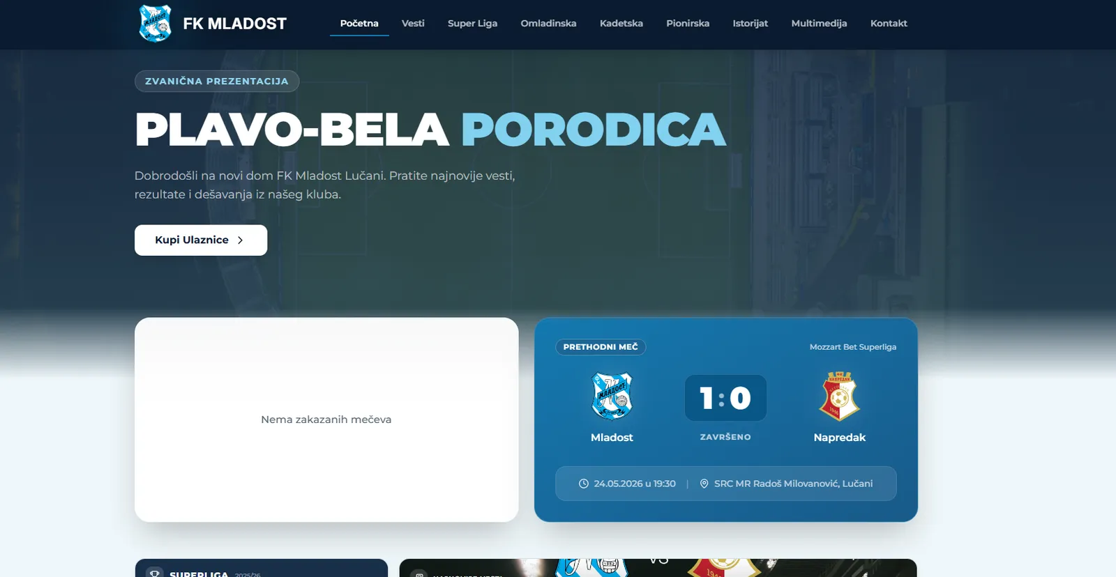 FK Mladost Lučani - klupski sajt sa vestima, rezultatima i rasporedom