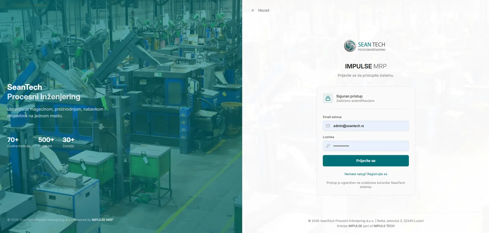 SeanTech ERP - proizvodnja, magacin i nabavka
