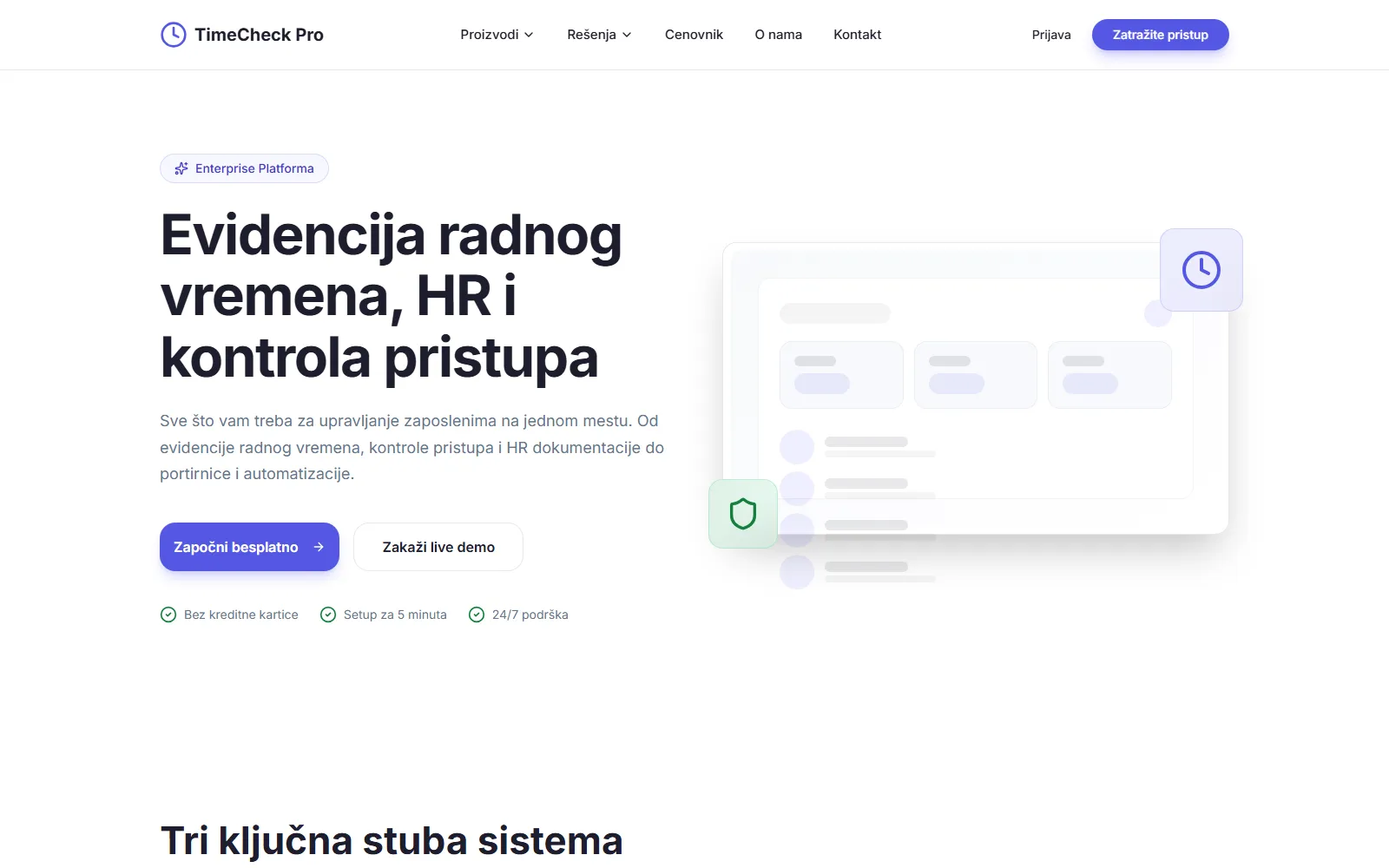 TimeCheck Pro — Dolasci, smene i odsustva bez papirnih lista